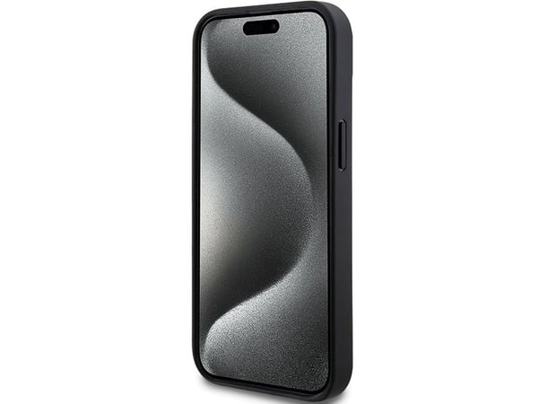 DKNY DKHCP15SPRTHSLK iPhone 15/14/13 6,1" svart hardcase Leather Mono Stripe & Metal Logo