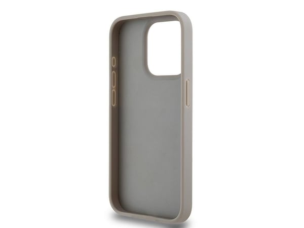 DKNY DKHCP15XPRTHSLE iPhone 15 Pro Max 6.7" beige/beige kova kotelo, nahkainen monoraita ja metallinen logo