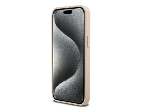 DKNY DKHCP15XPRTHSLP iPhone 15 Pro Max 6,7" rosa/rosa hardcase i skinn med monostripe og metalllogo