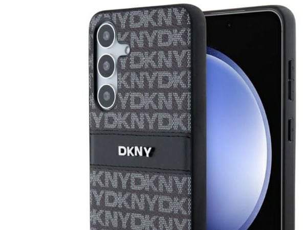 DKNY lær mono stripe & metall-logo-etui til Samsung Galaxy S24+ - sort