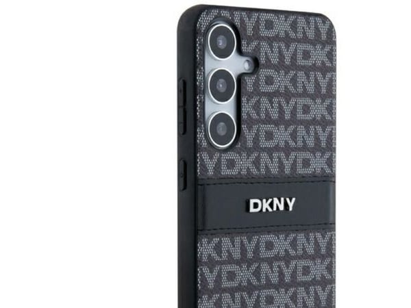 DKNY lær mono stripe & metall-logo-etui til Samsung Galaxy S24+ - sort