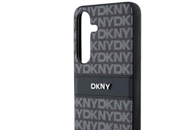 DKNY lær mono stripe & metall-logo-etui til Samsung Galaxy S24+ - sort
