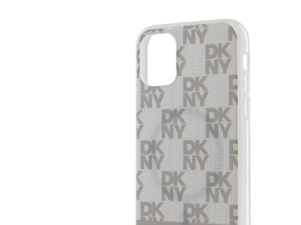 DKNY DKHMN61HCPTSE iPhone 11 / Xr 6,1" beige/beige hårdfodral IML rutigt monomönster &amp; tryckta ränder MagSafe