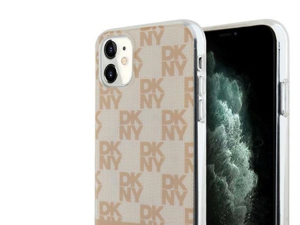 DKNY DKHMN61HCPTSP iPhone 11 / XR 6,1" rosa hårdskal IML rutigt mönster & tryckta ränder MagSafe