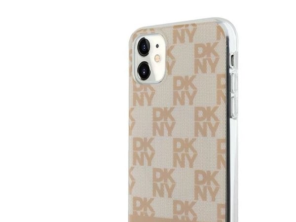 DKNY DKHMN61HCPTSP iPhone 11 / XR 6,1" rosa hårdskal IML rutigt mönster & tryckta ränder MagSafe
