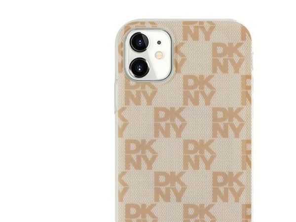 DKNY DKHMN61HCPTSP iPhone 11 / XR 6,1" rosa hårdskal IML rutigt mönster & tryckta ränder MagSafe