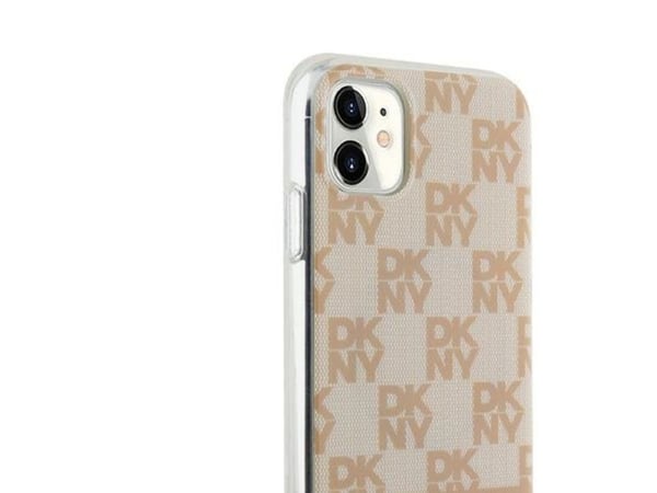 DKNY DKHMN61HCPTSP iPhone 11 / XR 6,1" rosa hårdskal IML rutigt mönster & tryckta ränder MagSafe