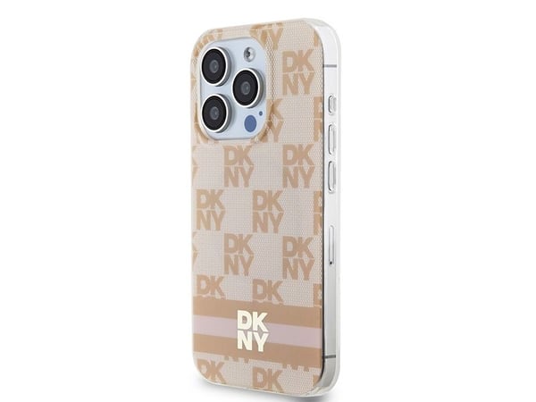 DKNY DKHMP13LHCPTSP iPhone 13 Pro / 13 6.1" vaaleanpunainen / vaaleanpunainen kovakotelo IML Checkered Mono kuvio &amp; painetut raidat MagSafe