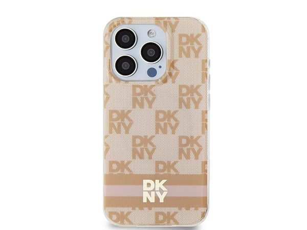 DKNY DKHMP13LHCPTSP iPhone 13 Pro / 13 6.1" vaaleanpunainen / vaaleanpunainen kovakotelo IML Checkered Mono kuvio &amp; painetut raidat MagSafe