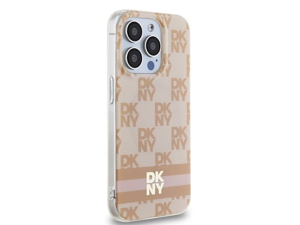 DKNY DKHMP13LHCPTSP iPhone 13 Pro / 13 6.1" vaaleanpunainen / vaaleanpunainen kovakotelo IML Checkered Mono kuvio &amp; painetut raidat MagSafe