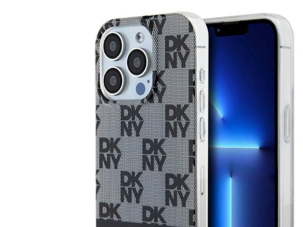 DKNY DKHMP14LHCPTSK iPhone 14 Pro 6,1" svart hardcase IML rutigt mono-mönster & tryckta ränder MagSafe