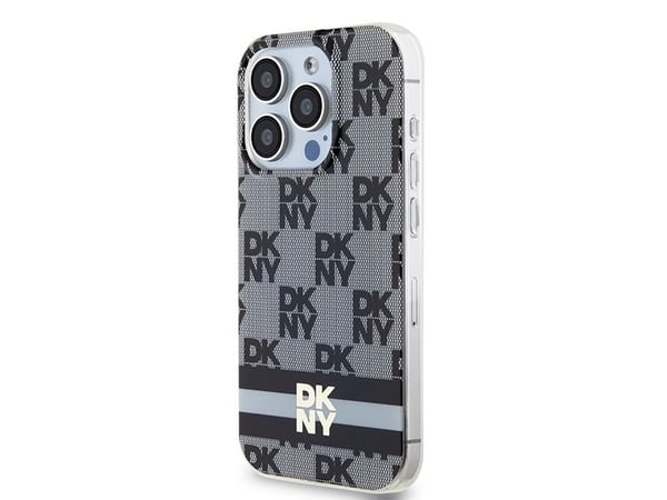 DKNY DKHMP14LHCPTSK iPhone 14 Pro 6,1" svart hardcase IML rutigt mono-mönster & tryckta ränder MagSafe
