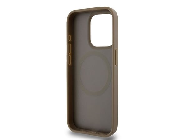 DKNY DKNY DKHMP14XPSHRPSW iPhone 14 Pro Max 6.7" brazowy/brown hardcase Leather Pattern Metal Logo MagSafe