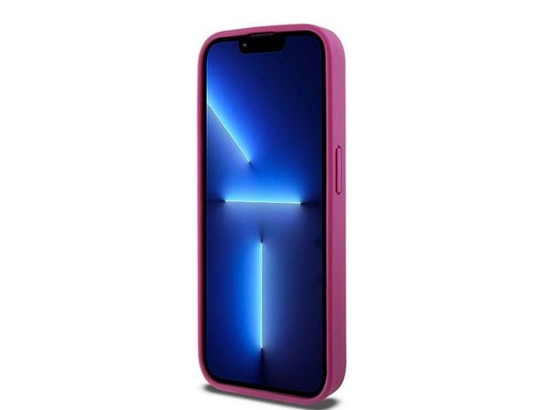 DKNY DKHMP15LPSHRPSP iPhone 15 Pro 6,1" rosa hardcase iPhone-skal i läder monogram metalliskt logomotiv MagSafe