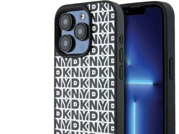 DKNY DKNY DKHMP15LPSOSPK iPhone 15 Pro 6.1" czarny/black hardcase Leather Printed Pattern Metal Logo MagSafe