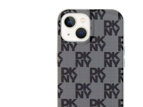 DKNY DKNY DKHMP15MHCPTSK iPhone 15 Plus / 14 Plus 6.7" czarny/black hardcase IML Checkered Mono Pattern & Printed Stripes MagSafe