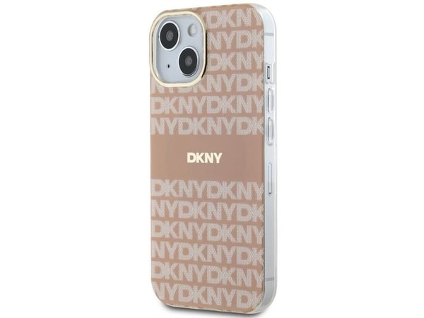DKNY IML Mono &amp; Stripe MagSafe-skal till iPhone 15 Plus / 14 Plus - rosa
