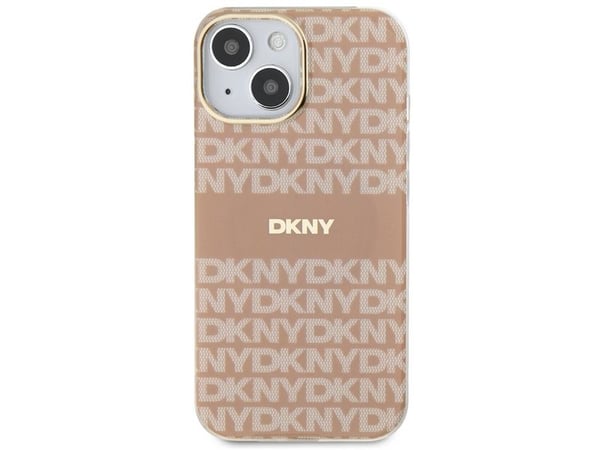 DKNY IML Mono &amp; Stripe MagSafe-skal till iPhone 15 Plus / 14 Plus - rosa