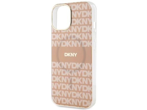 DKNY IML Mono &amp; Stripe MagSafe suojakotelo iPhone 15 Plus / 14 Plus - vaaleanpunainen värinen