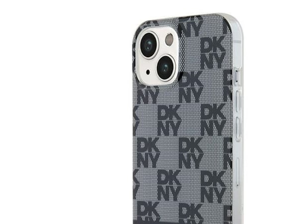 DKNY DKHMP15SHCPTSK iPhone 15/14/13 6,1" svart hårdskal IML rutigt mono-mönster & tryckta ränder MagSafe