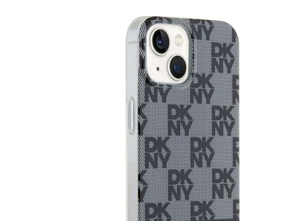 DKNY DKHMP15SHCPTSK iPhone 15/14/13 6,1" svart hårdskal IML rutigt mono-mönster & tryckta ränder MagSafe