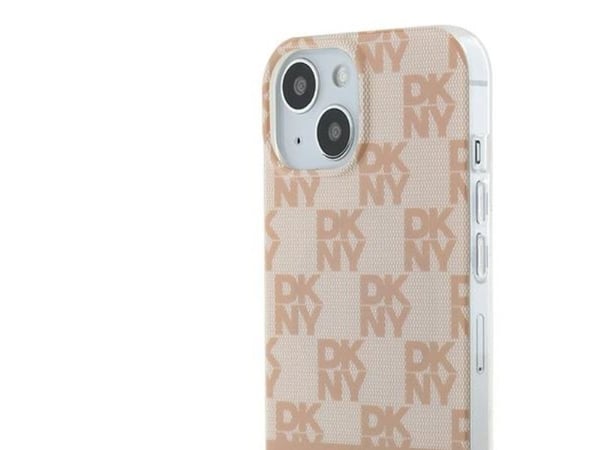 DKNY IML rutig mono-mönster & tryckta ränder MagSafe-skal till iPhone 15 / 14 / 13 - rosa