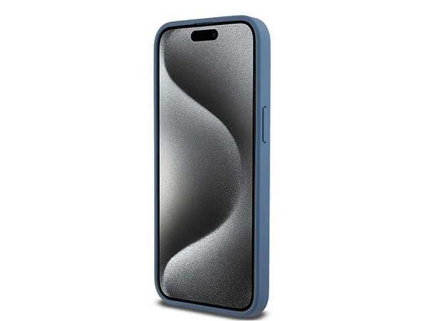 DKNY DKHMP15XPSHRPSB iPhone 15 Pro Max 6,7" blå/blå Hårt fodral läder monogram mönster metallisk logo MagSafe