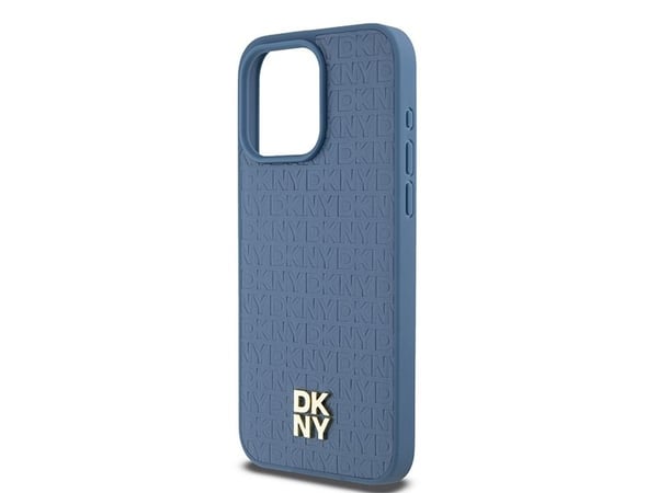 DKNY DKHMP15XPSHRPSB iPhone 15 Pro Max 6,7" blå/blå hardveske skinnmonogrammønster metalllogo MagSafe