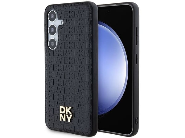 DKNY Leather Pattern Metal Logo MagSafe case for Samsung Galaxy S24+ - black