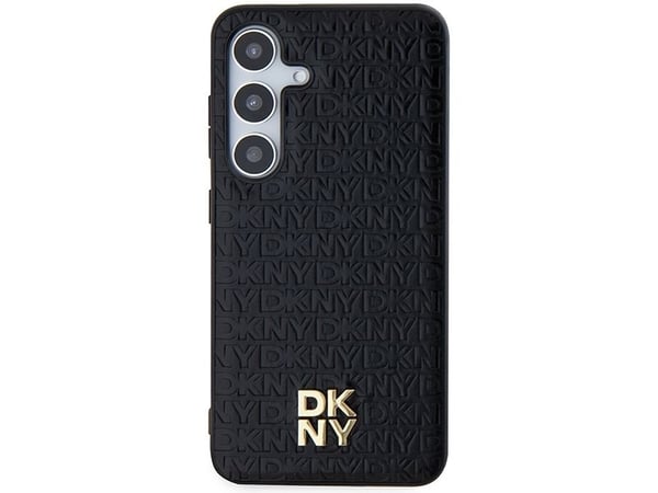DKNY Leather Pattern Metal Logo MagSafe case for Samsung Galaxy S24+ - black