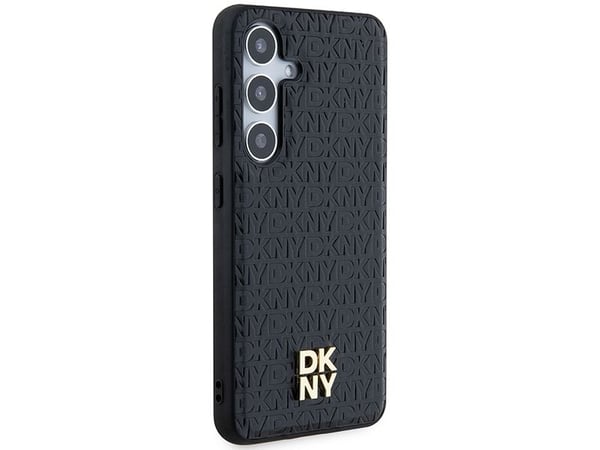 DKNY Leather Pattern Metal Logo MagSafe case for Samsung Galaxy S24+ - black
