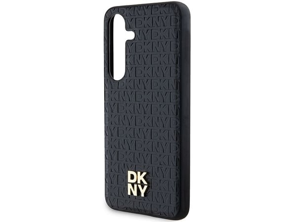 DKNY DKHMS24SPSHRPSK S24 S921 hårt fodral i läder med Metal Logo MagSafe, svart