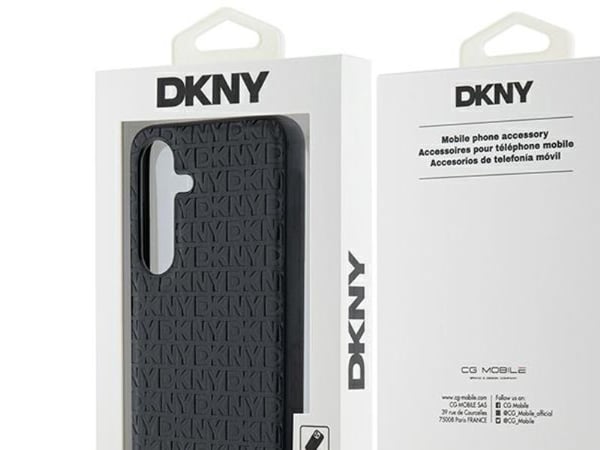 DKNY DKHMS24SPSHRPSK S24 S921 hårt fodral i läder med Metal Logo MagSafe, svart