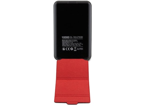Ferrari Powerbank trådløs 15W FEPB10MSPLEK 10000 mAh med stativ svart/black metal-logo MagSafe