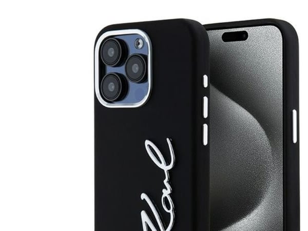 Karl Lagerfeld KLHCP15LSCMSMVK iPhone 15 Pro 6.1" czarny/black hardcase Silicone Metal Script Logo