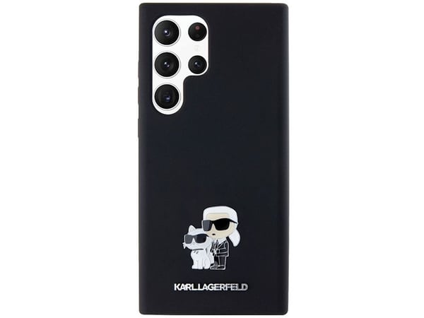 Karl Lagerfeld silikon Karl&Choupette metall pin-etu til Samsung Galaxy S24 Ultra - svart