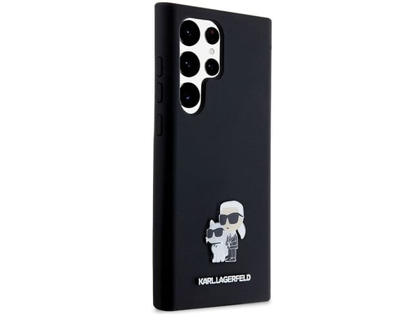 Karl Lagerfeld silikon Karl&Choupette metall pin-etu til Samsung Galaxy S24 Ultra - svart