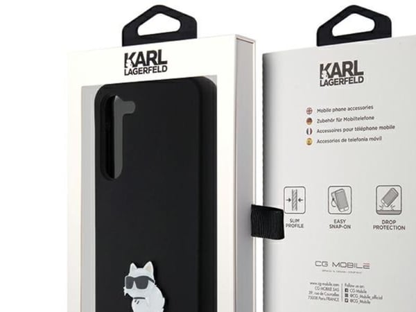 Samsung Galaxy S24 Plus Karl Lagerfeld silikonskal Choupette Metal Pin (KLHCS24MSMHCNPK) svart