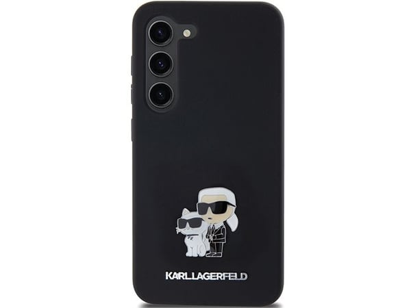 Karl Lagerfeld silikon Karl&Choupette metallnitts-skal för Samsung Galaxy S24 - svart