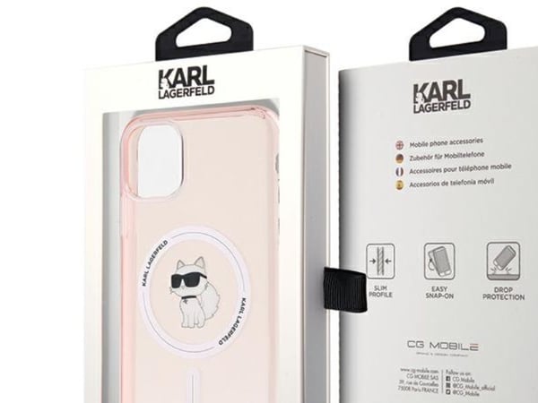 Karl Lagerfeld Karl Lagerfeld Karl Lagerfeld KLHMN61HFCCNOP iPhone 11 / Xr 6.1" vaaleanpunainen / vaaleanpunainen IML kovakotelo Choupette MagSafe
