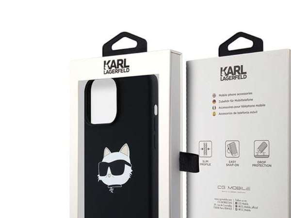 Karl Lagerfeld silikon Choupette Head-fodral med MagSafe till iPhone 15 Pro - svart
