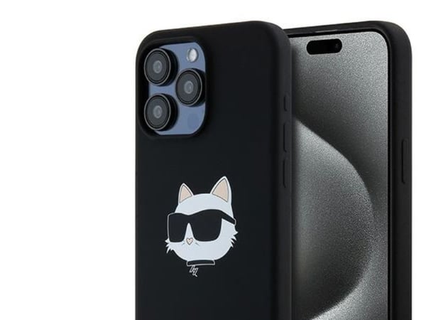Karl Lagerfeld silikon Choupette Head MagSafe-skal för iPhone 15 Pro Max - svart