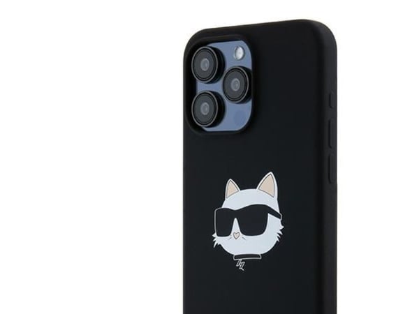 Karl Lagerfeld silikon Choupette Head MagSafe-skal för iPhone 15 Pro Max - svart