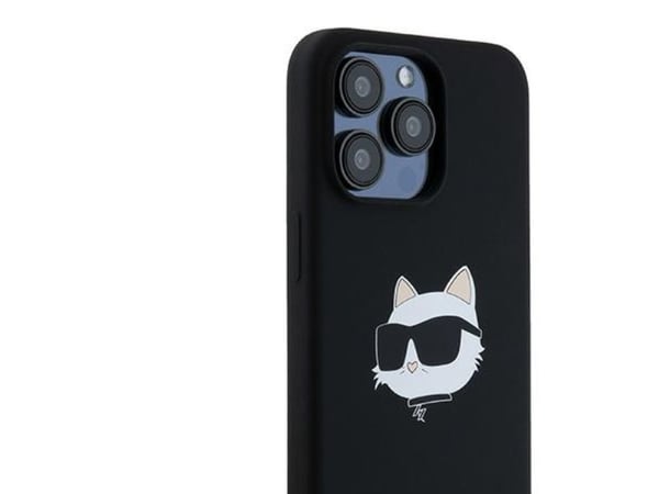 Karl Lagerfeld silikon Choupette Head MagSafe-skal för iPhone 15 Pro Max - svart