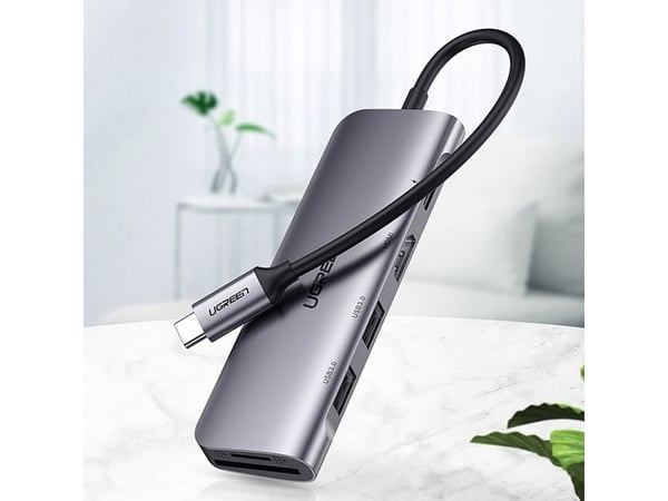 Ugreen 15214, sladdansluten, USB 3.2 Gen 1 (3.1 Gen 1) Typ-C, 100 W, violett, metallisk, MicroSD (TransFlash), SD, 64 GB
