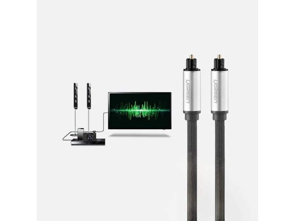 Ugreen AV108 10540 optinen Toslink/SPDIF-kaapeli 2m - harmaa