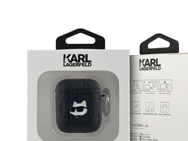 Karl Lagerfeld Karl Lagerfeld Karl Lagerfeld KLA2PGCHPK AirPods 1/2 kansi czarny/musta Monogram Choupette Head -monogrammi