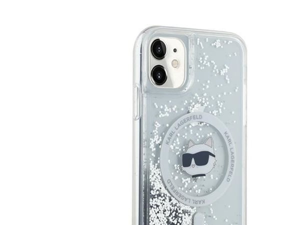Karl Lagerfeld Liquid Glitter Choupette Head MagSafe tapauksessa iPhone 11 / Xr - kirkas