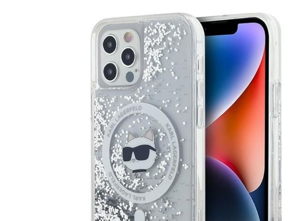 Karl Lagerfeld Liquid Glitter Choupette Head MagSafe-skal till iPhone 12 / 12 Pro - transparent
