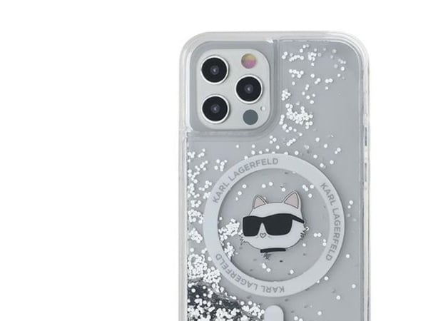 Karl Lagerfeld Liquid Glitter Choupette Head MagSafe-skal till iPhone 12 / 12 Pro - transparent